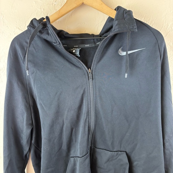 Nike Men's Black Zip-up Hoodie Jacket Dri-Fit Gray Logo Size Large - Picture 2 of 11